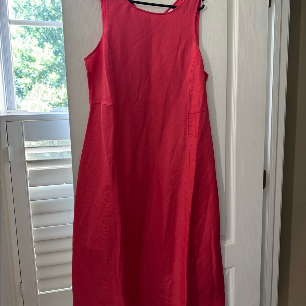 NWT J Jill Linen-blend  Pinkish Red Sleeveless Dress LP